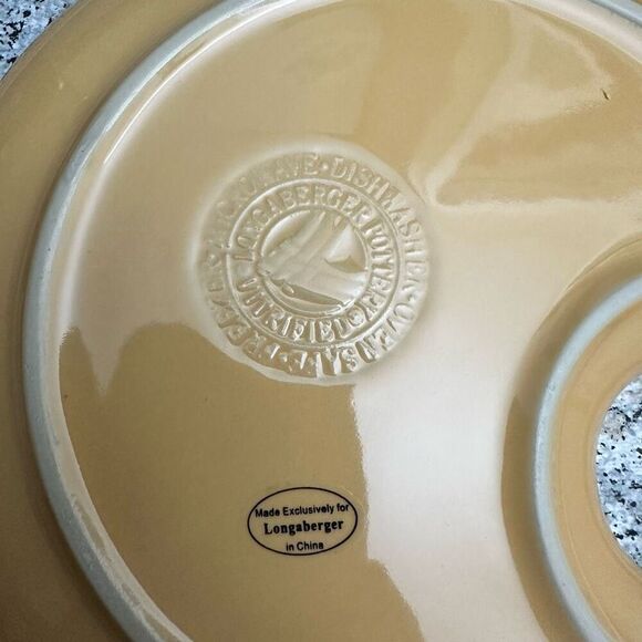 LONGABERGER Woven Traditions Wine Dine Plates 2 Piece Ivory and Butternut NEW - Picture 6 of 7